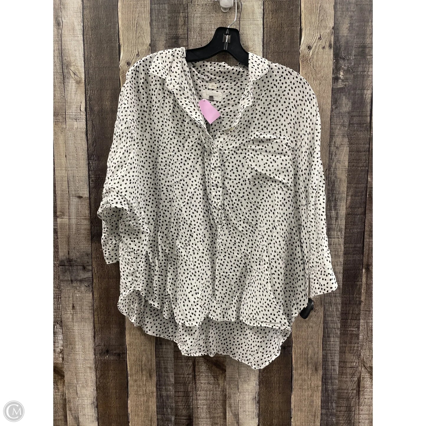 Top 3/4 Sleeve By Loft In Black & White, Size: L