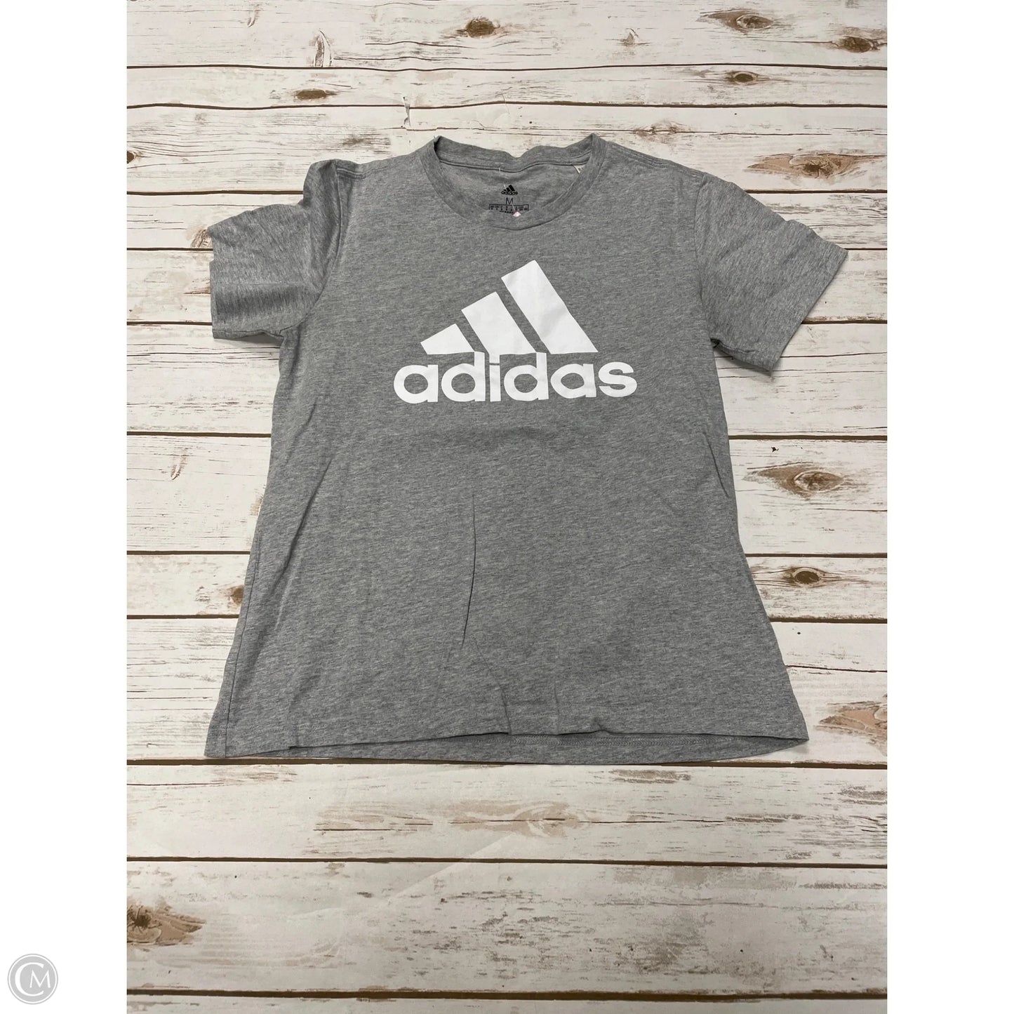 Athletic Top Short Sleeve By Adidas In Grey, Size: M