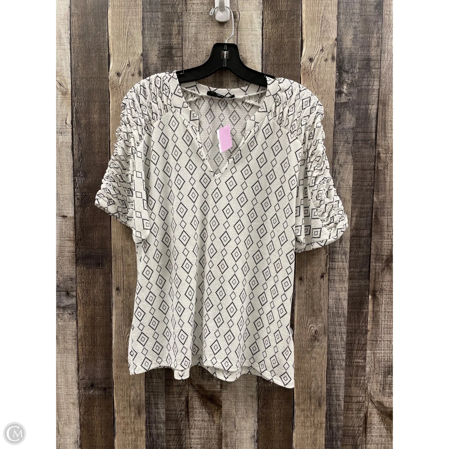 Top Short Sleeve By Fred David In Black & White, Size: S