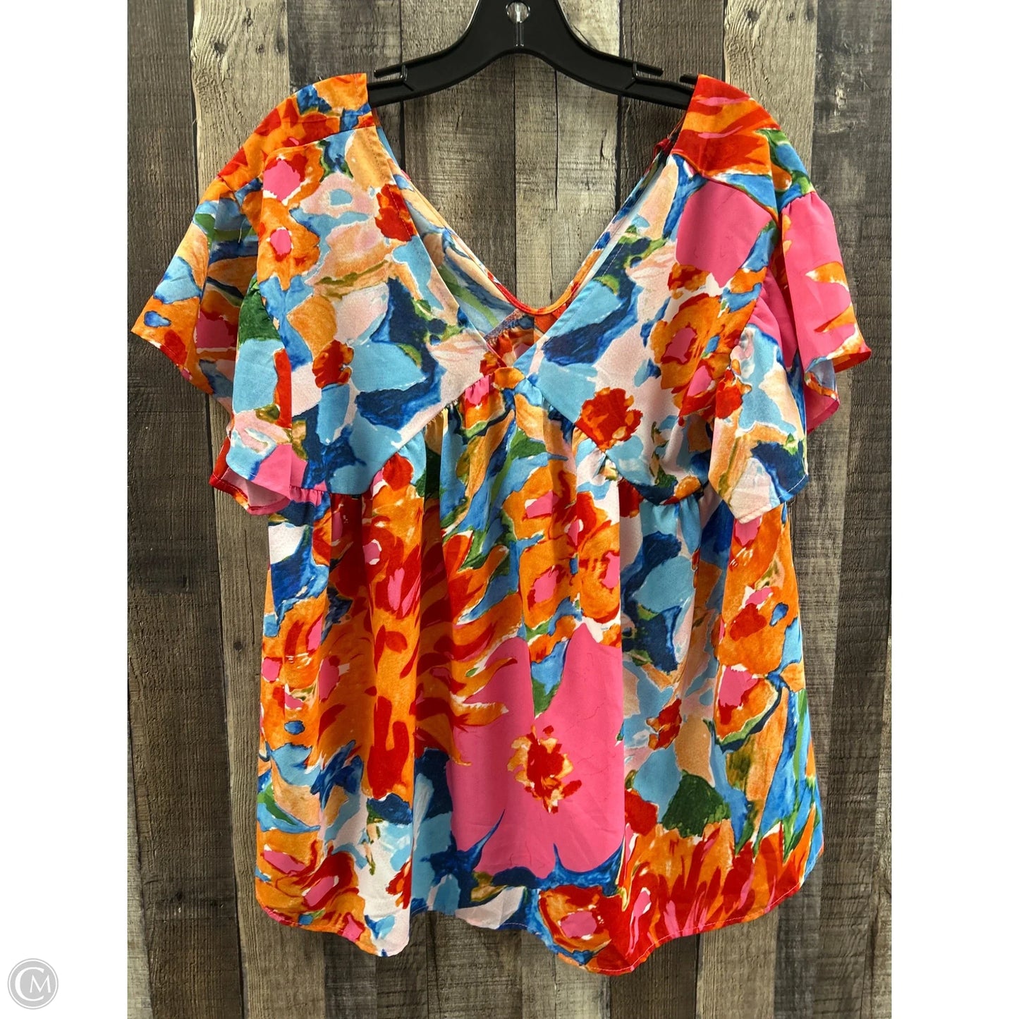 Top Short Sleeve By Cme In Multi-colored, Size: Xl