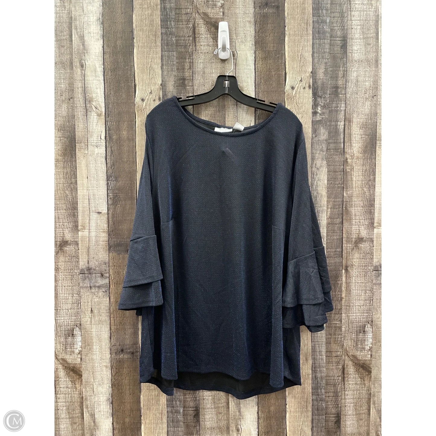 Top 3/4 Sleeve By Cme In Black & Blue, Size: 3x