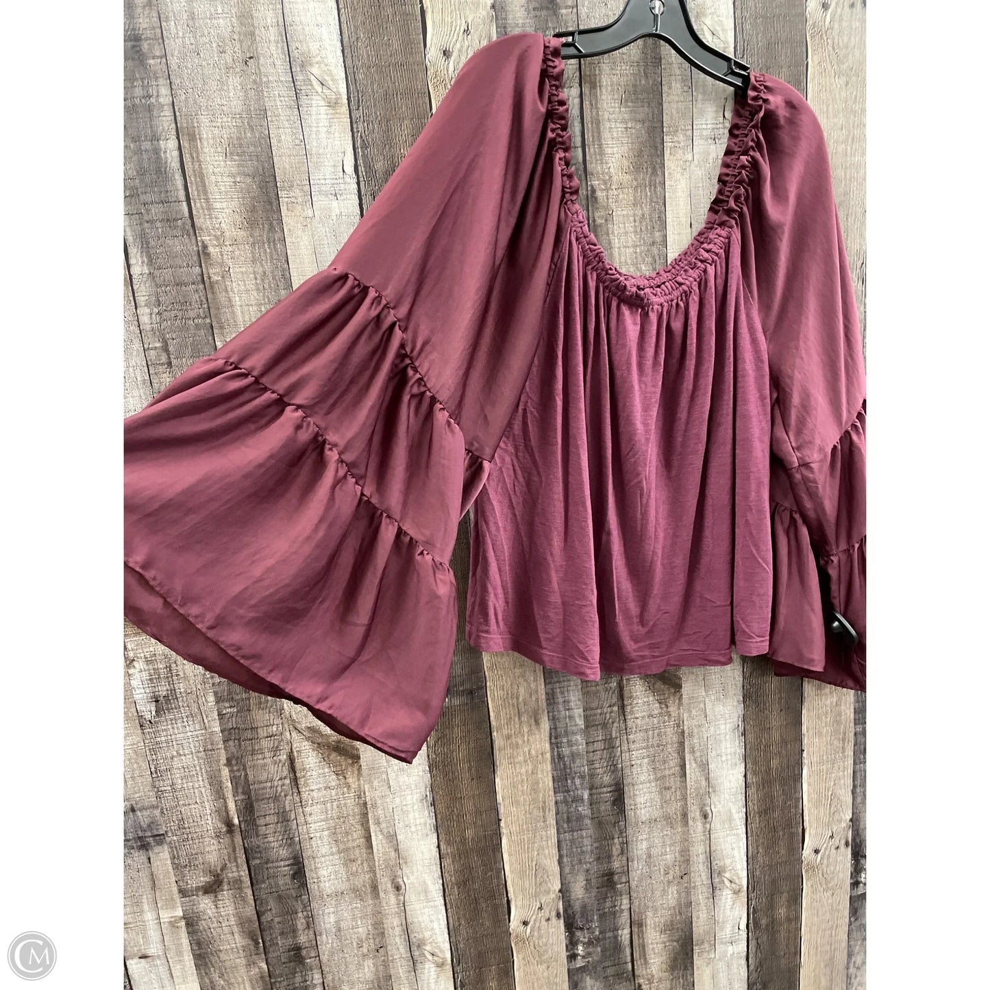Top Long Sleeve By Anthropologie In Maroon, Size: Xl