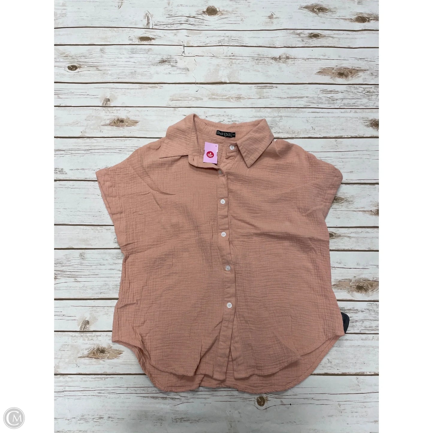 Top Short Sleeve By Cme In Peach, Size: S