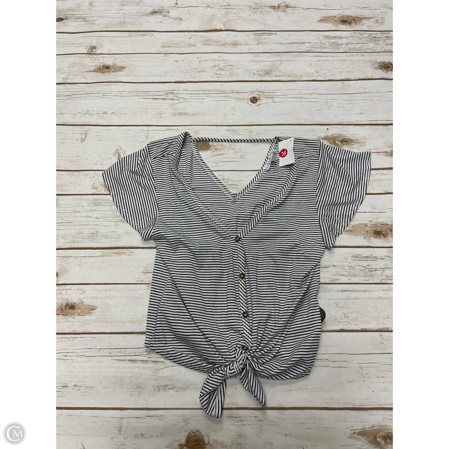 Top Short Sleeve By Moa Moa In Striped Pattern, Size: L