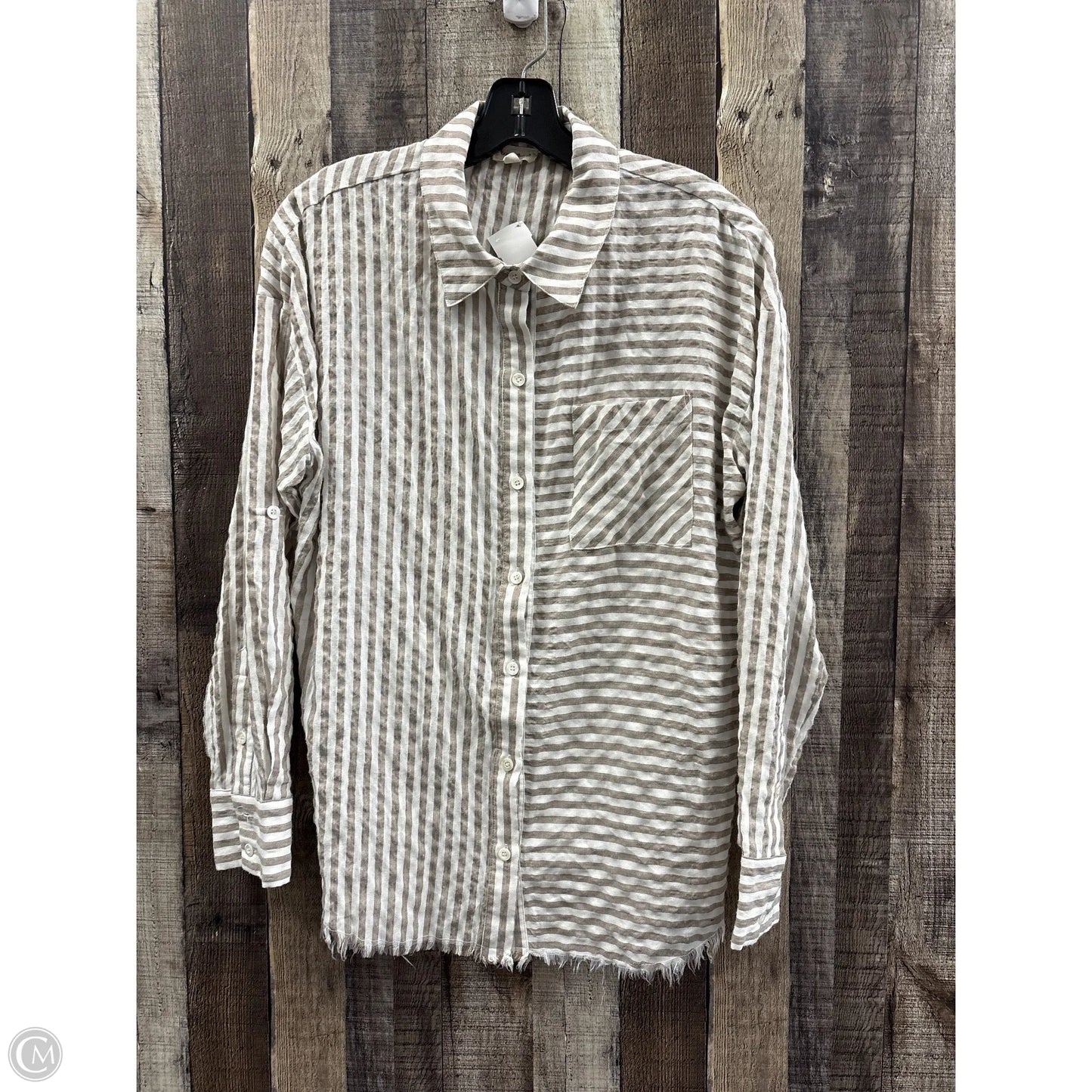 Top Long Sleeve By Hem & Thread In Striped Pattern, Size: S