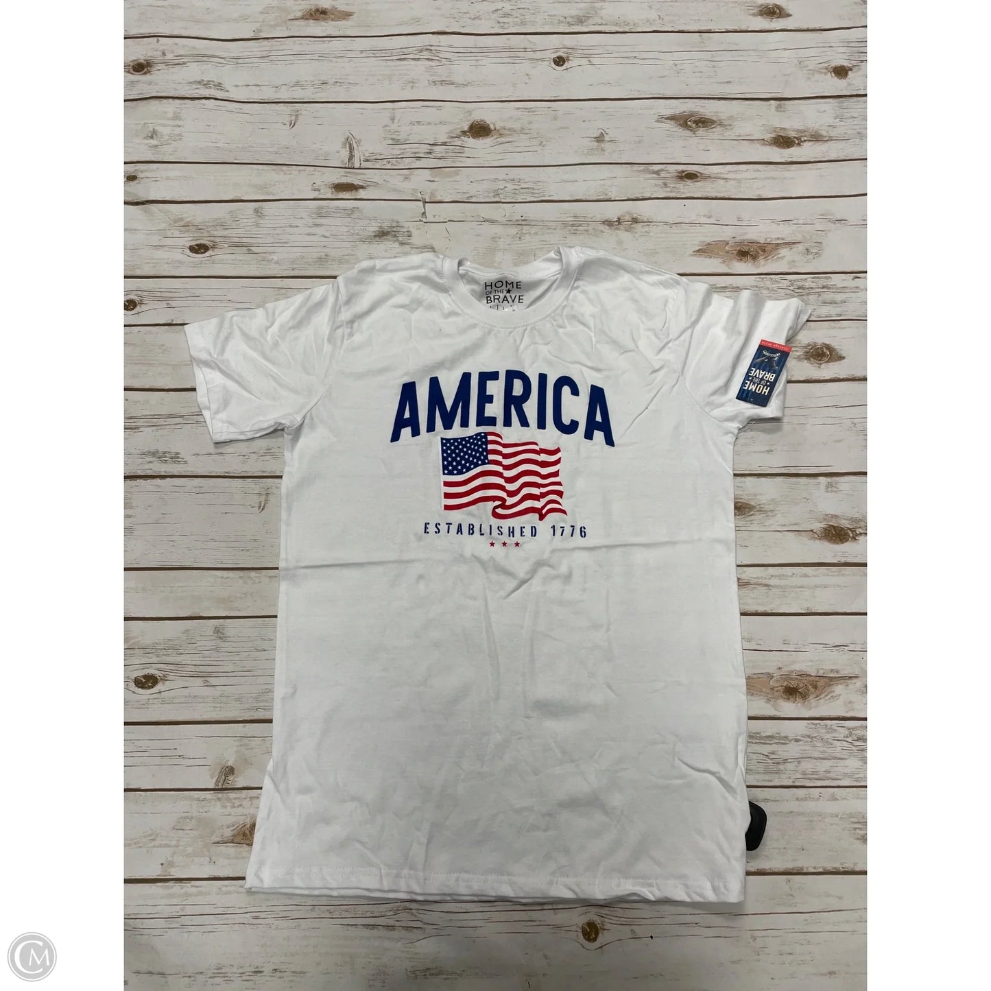 Top Short Sleeve By Cmf In Blue & Red, Size: L