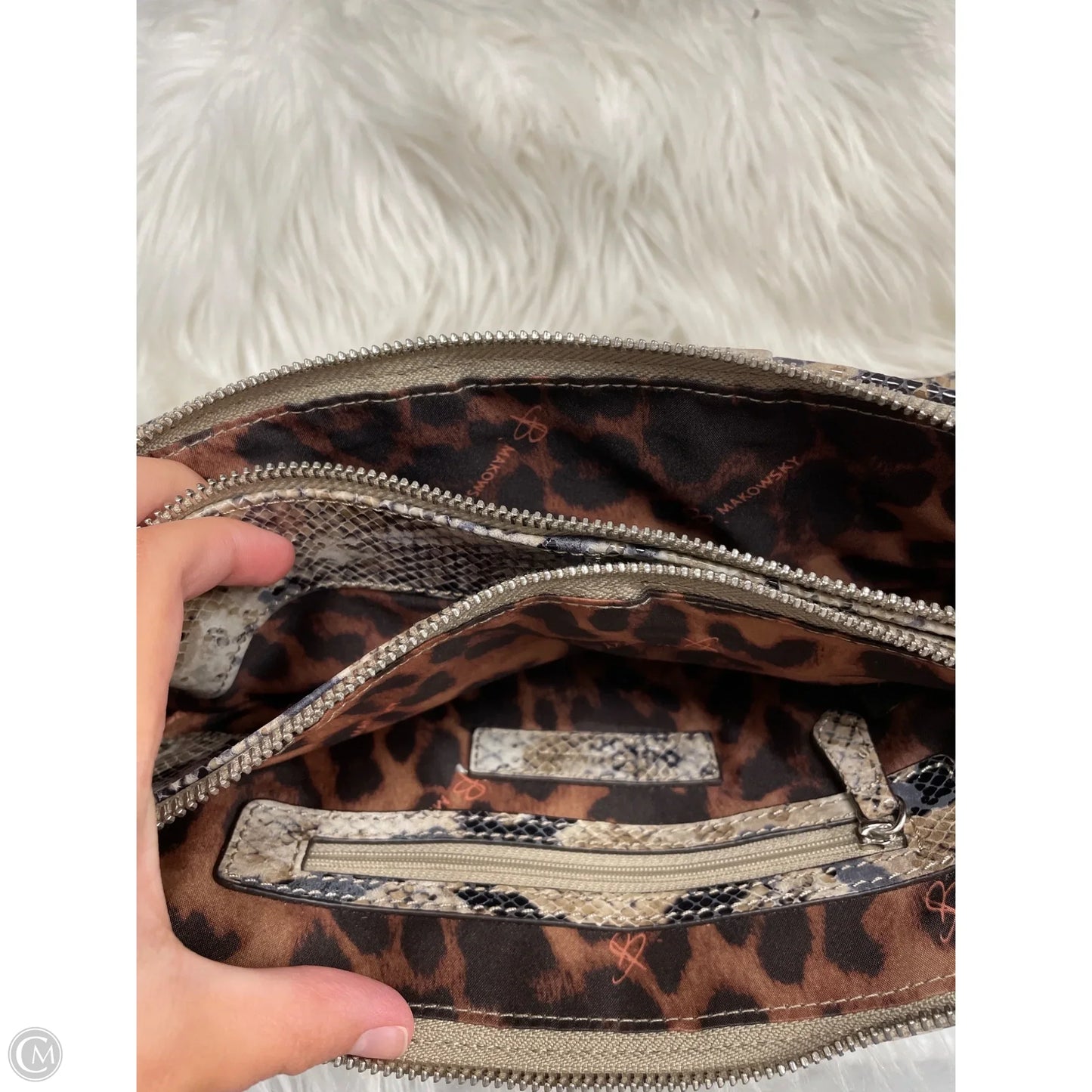 Handbag Leather By B. Makowsky, Size: Medium