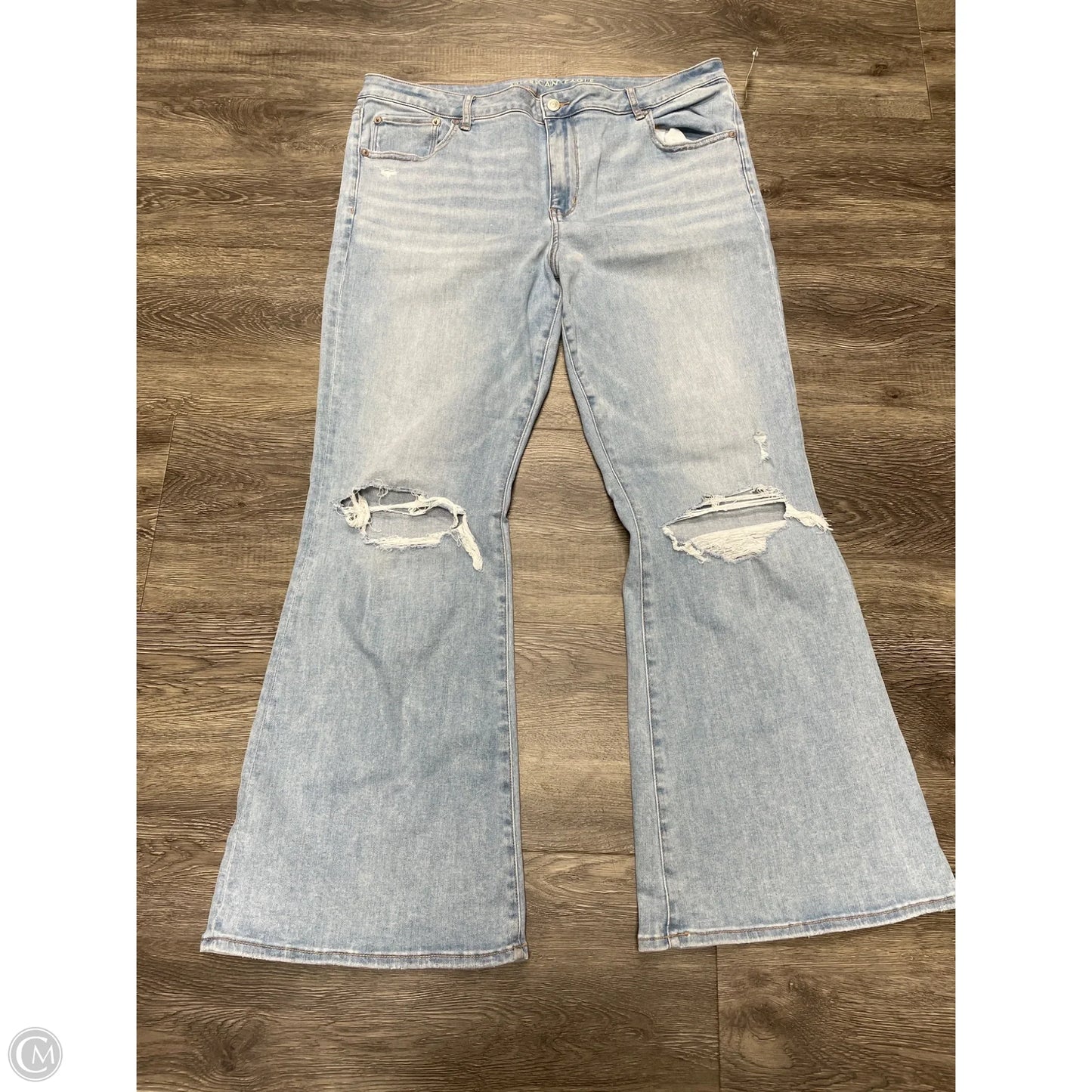 Jeans Flared By American Eagle In Blue Denim, Size: 18