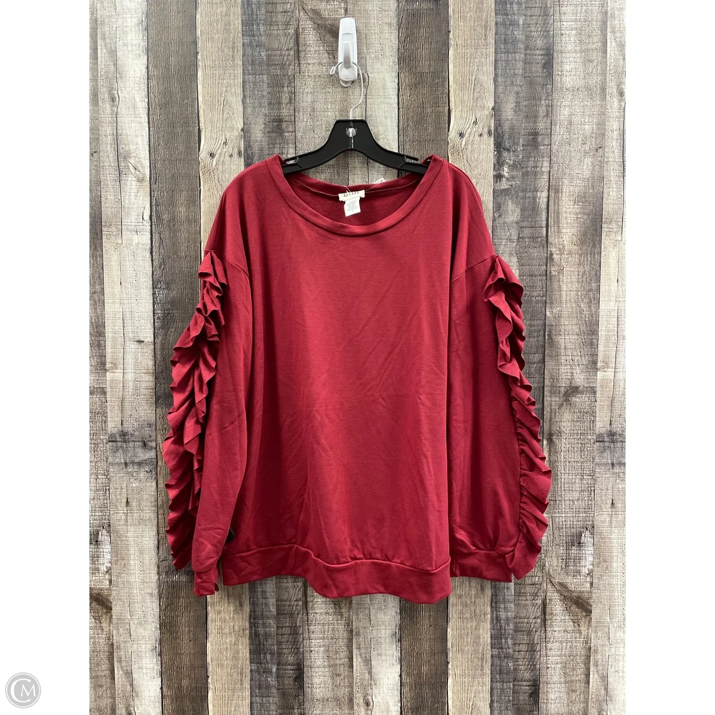 Top Long Sleeve By Bibi In Red, Size: L
