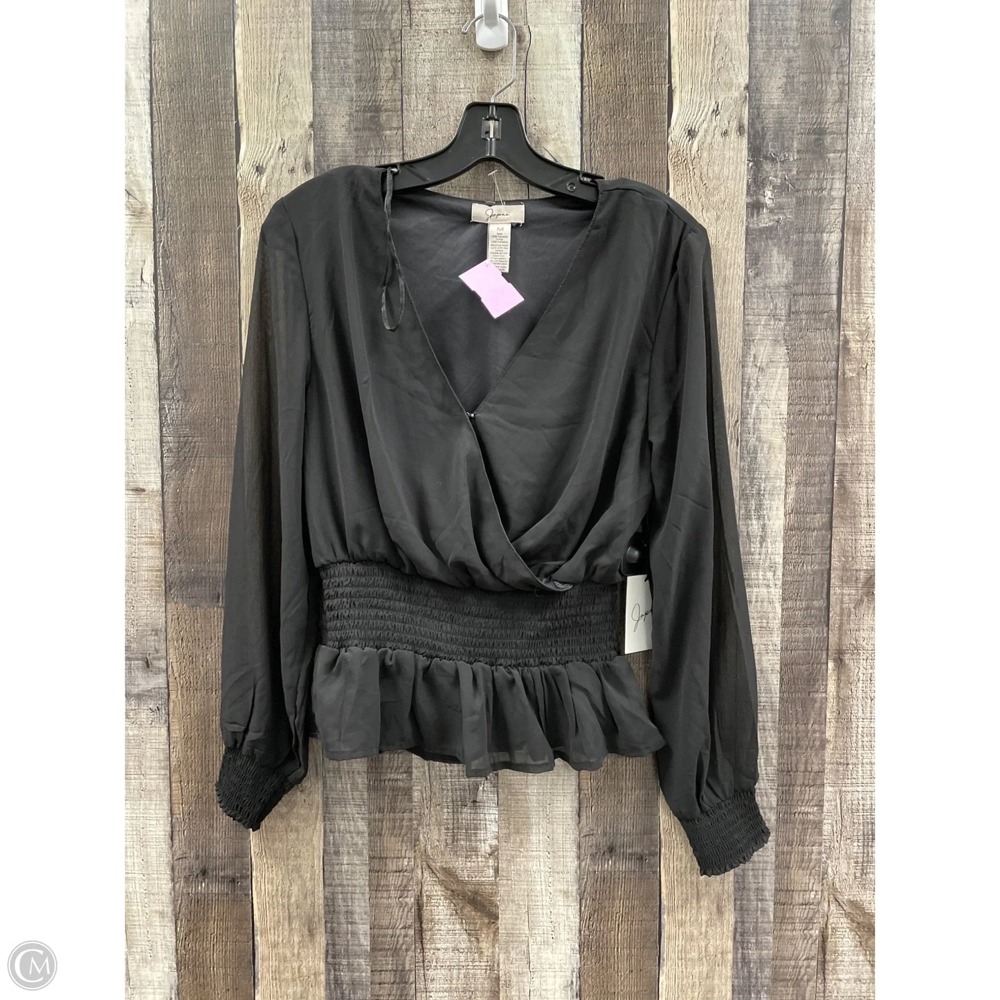 Top Long Sleeve By Japna In Black, Size: M