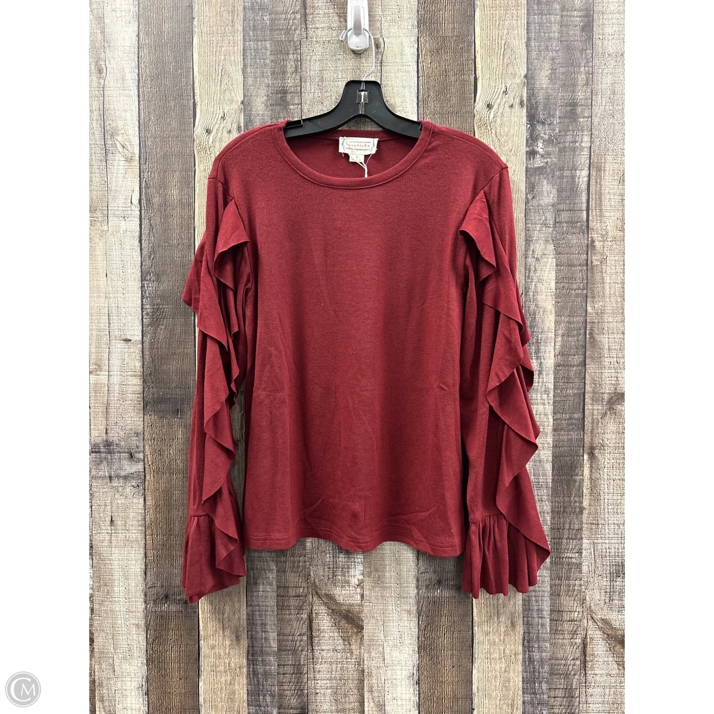 Top Long Sleeve By Cmf In Maroon, Size: S