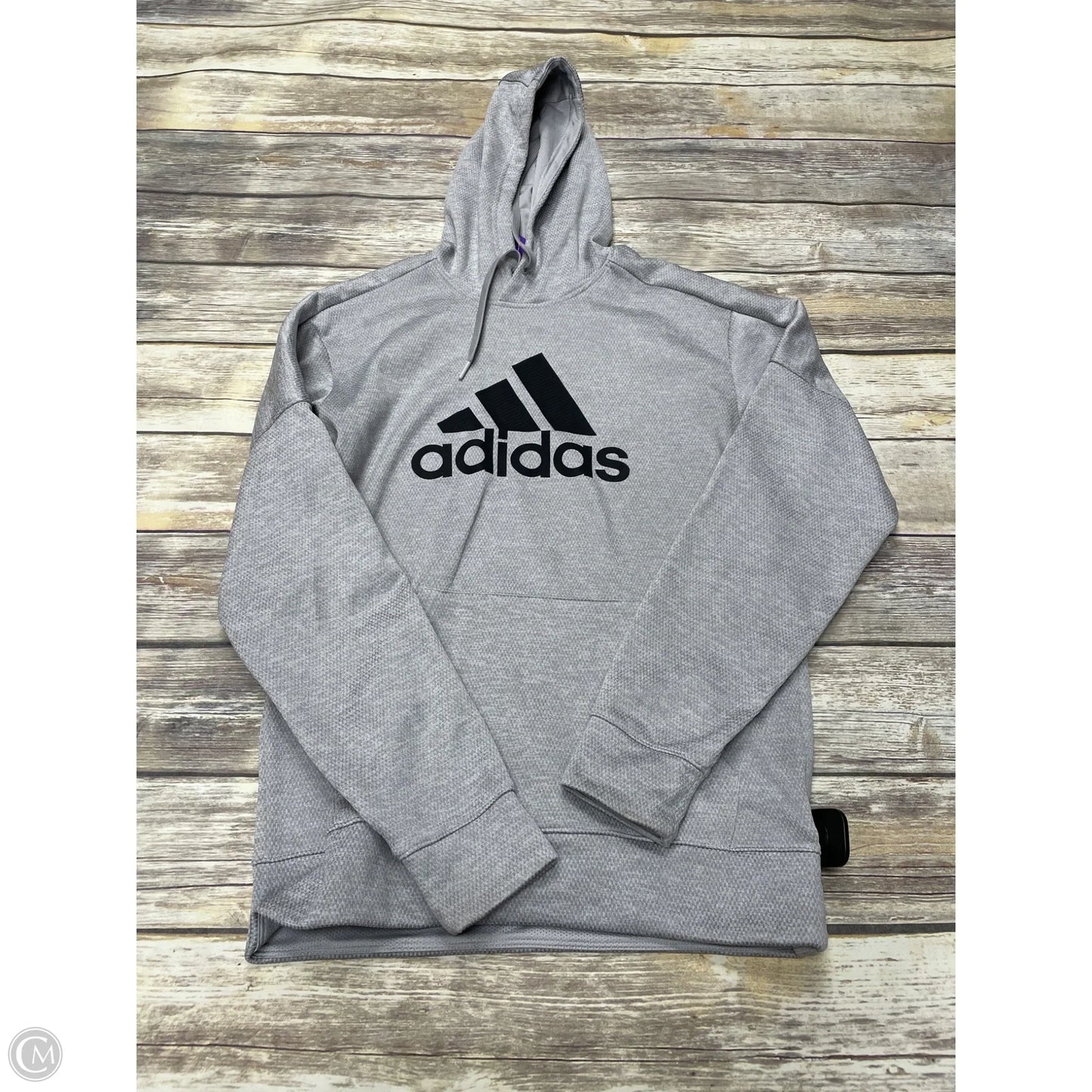 Athletic Sweatshirt Hoodie By Adidas In Grey, Size: S