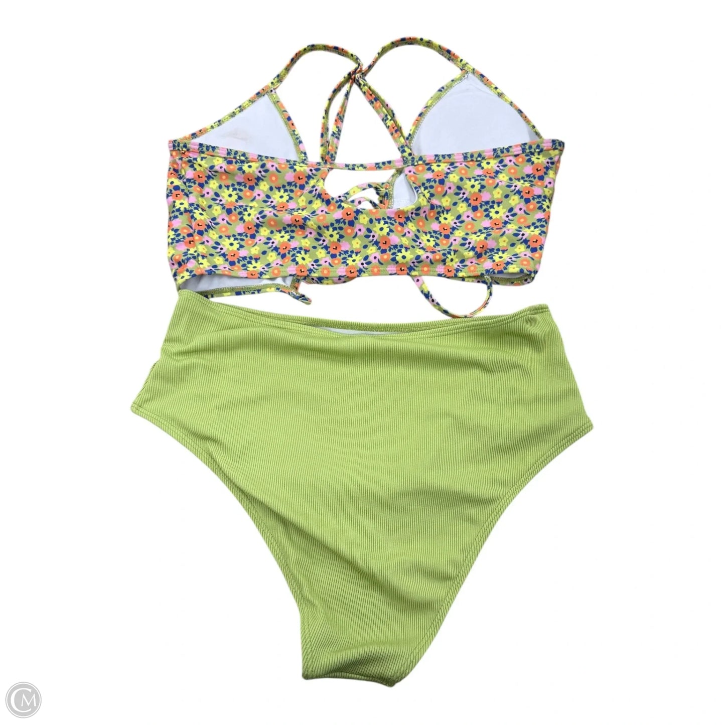 Swimsuit 2pc By Shein In Green & Orange, Size: L