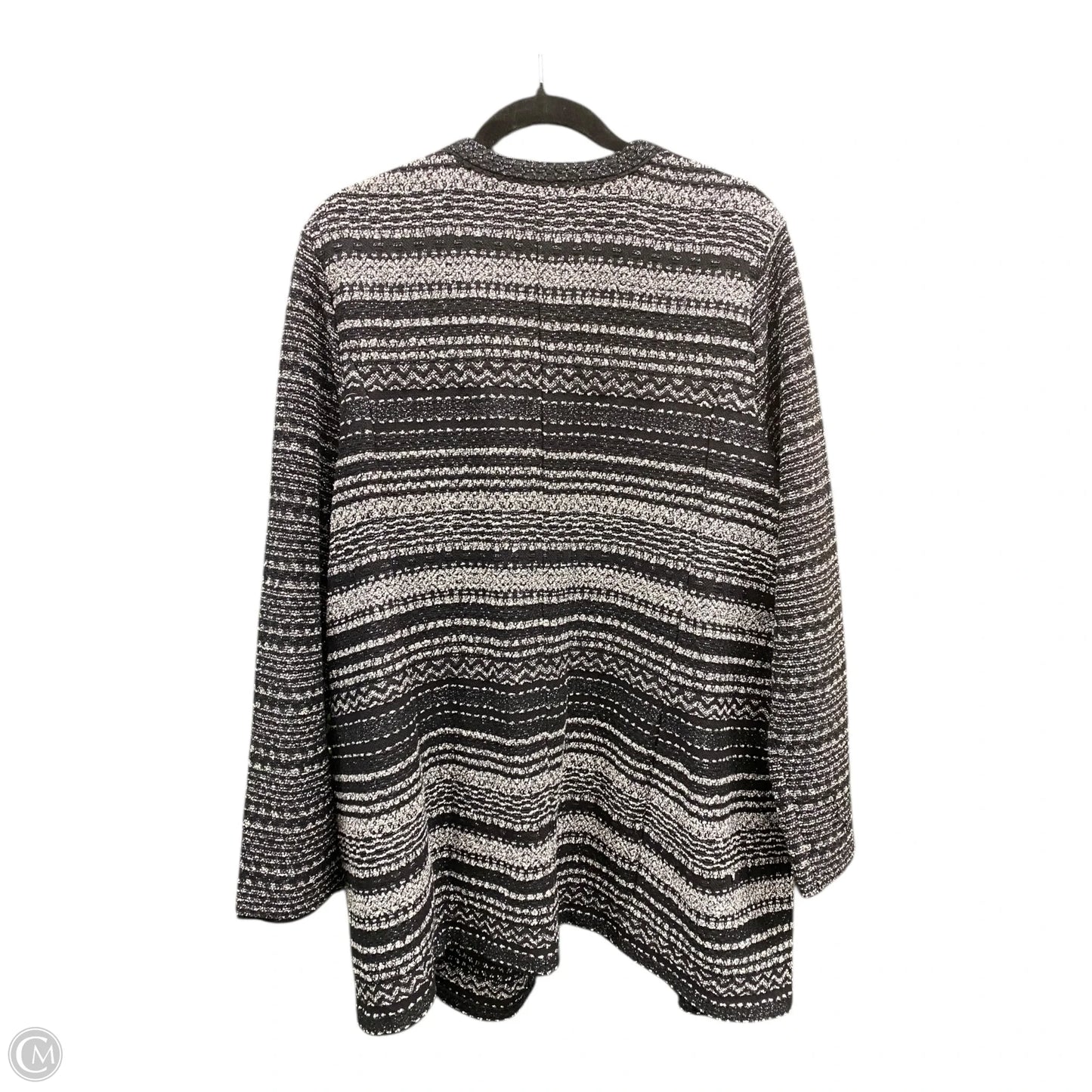 Sweater Cardigan By Talbots In Black & Silver, Size: Xl