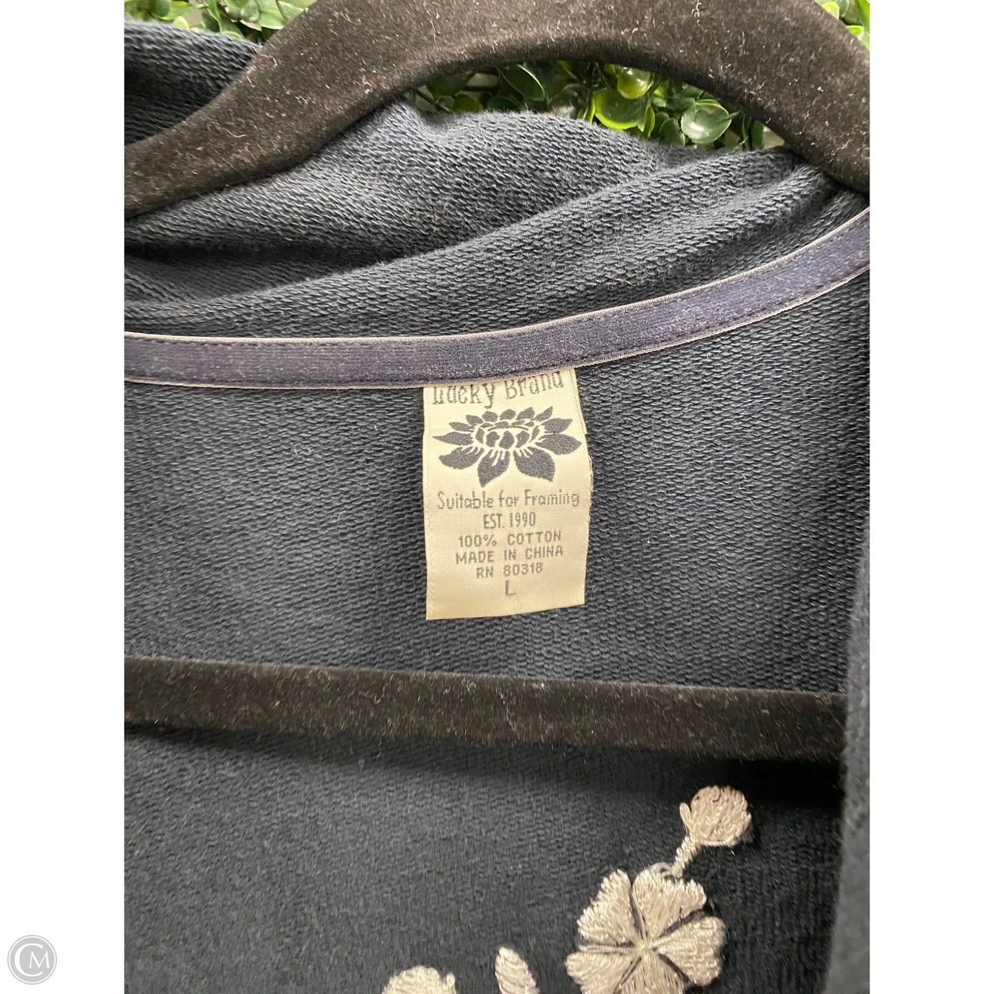 Cardigan By Lucky Brand In Black & Cream, Size: L