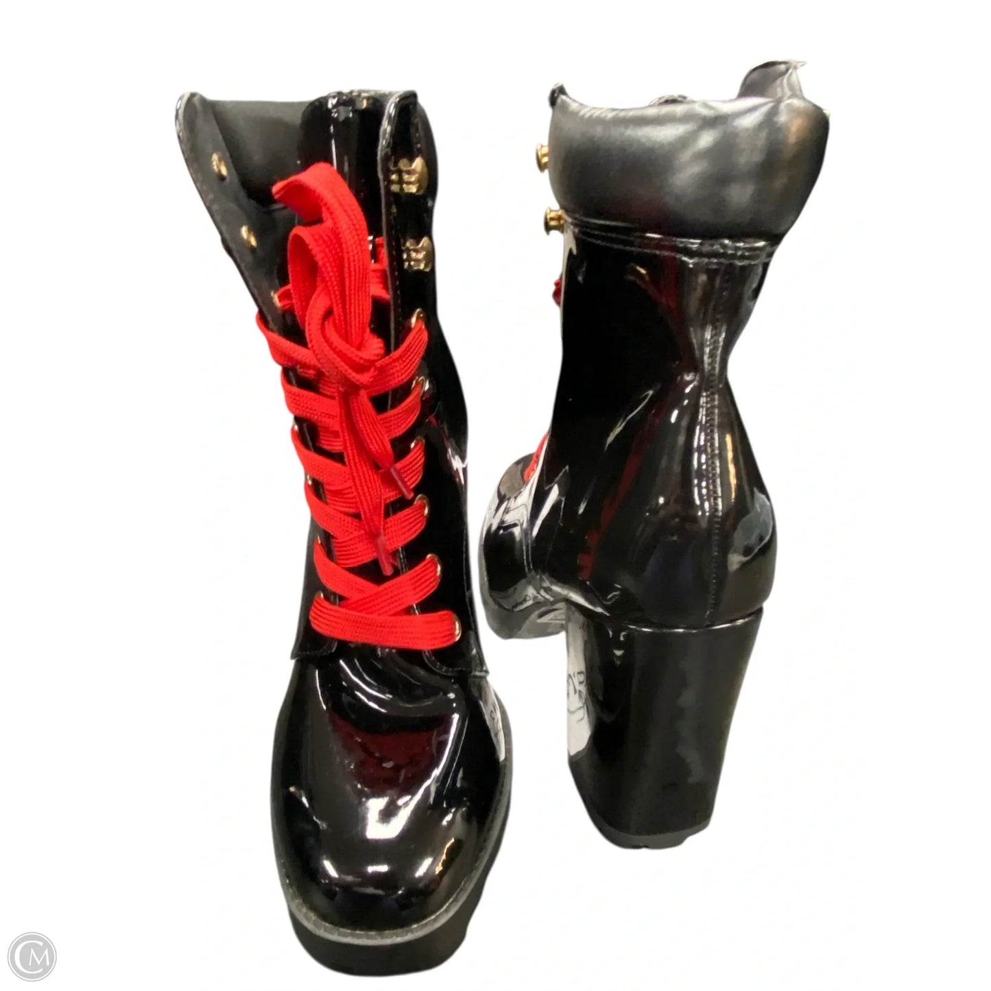 Boots Ankle Heels By Forever 21 In Black & Red, Size: 7.5