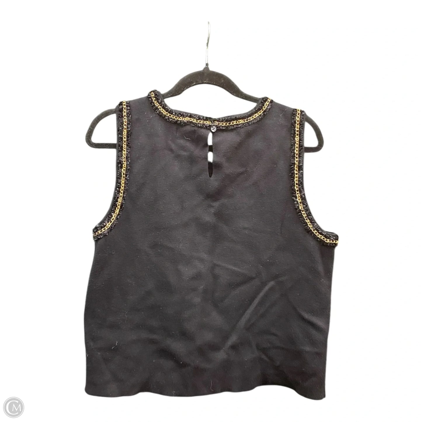 Top Sleeveless By Cache In Black & Gold, Size: L