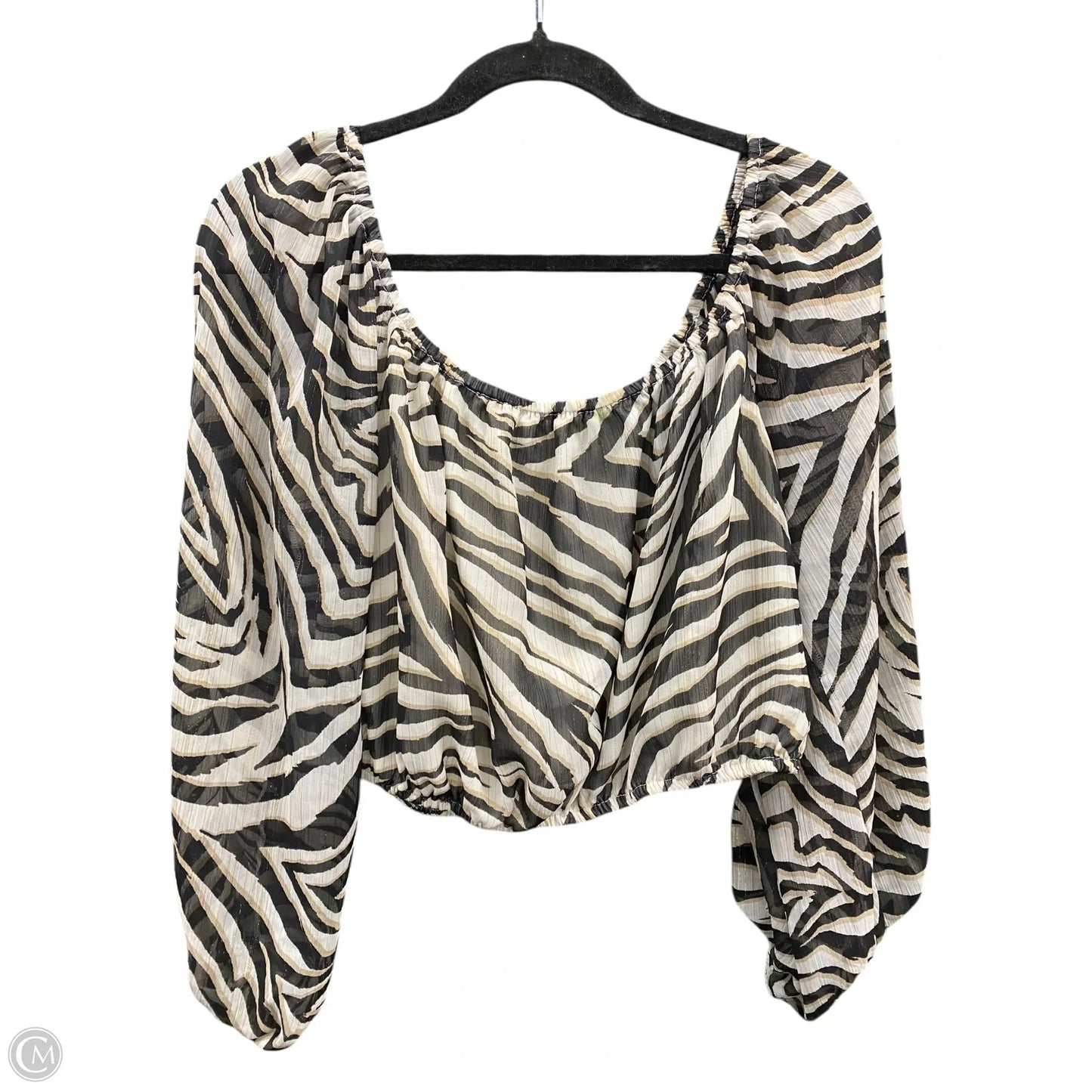 Blouse Long Sleeve By Express In Zebra Print, Size: L