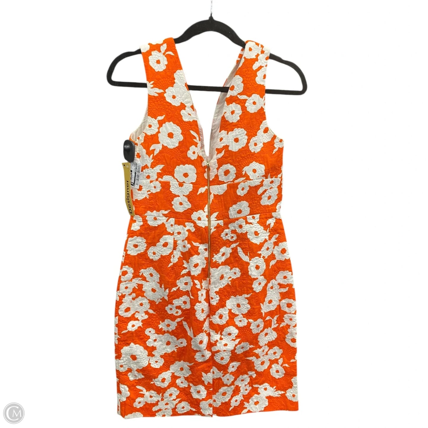 Dress Designer By Kate Spade In Orange & White, Size: 8