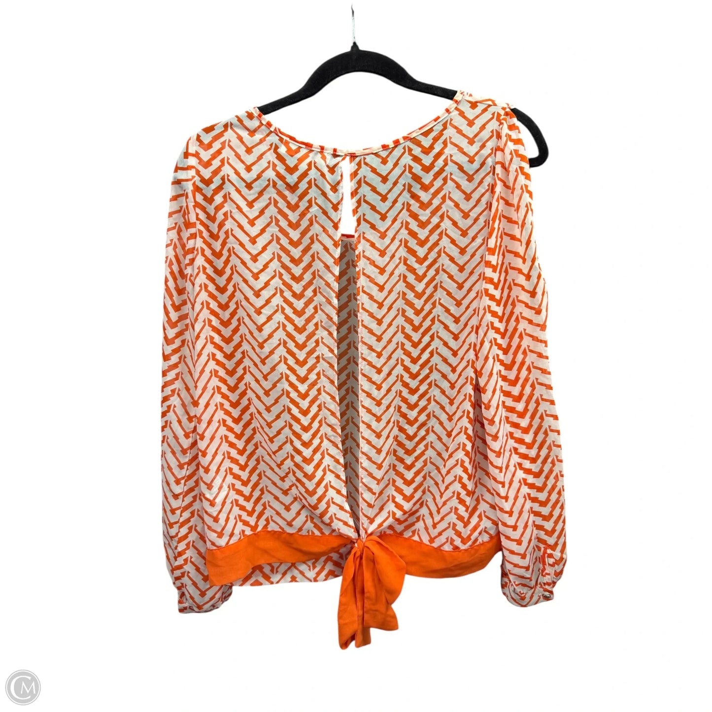 Blouse Long Sleeve By Umgee In Orange & White, Size: L