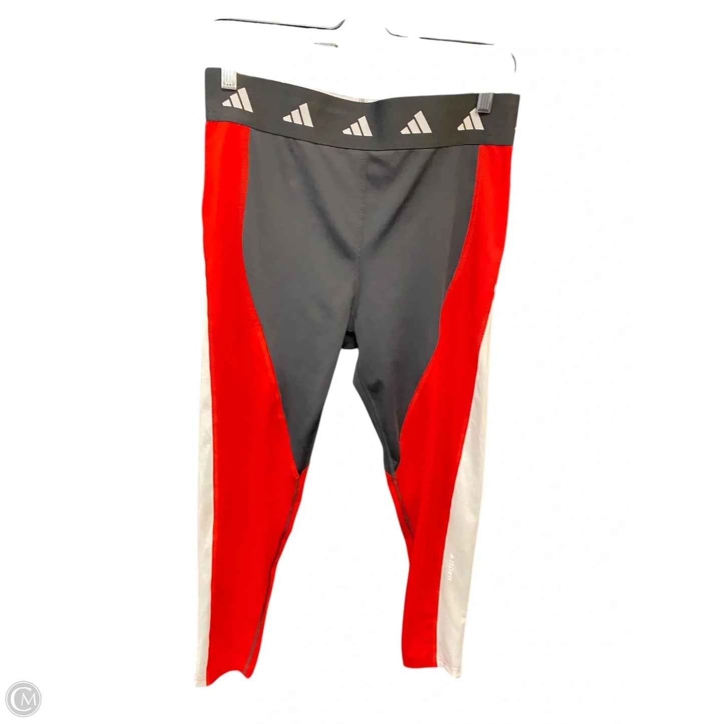 Athletic Leggings By Adidas In Black & Red, Size: L