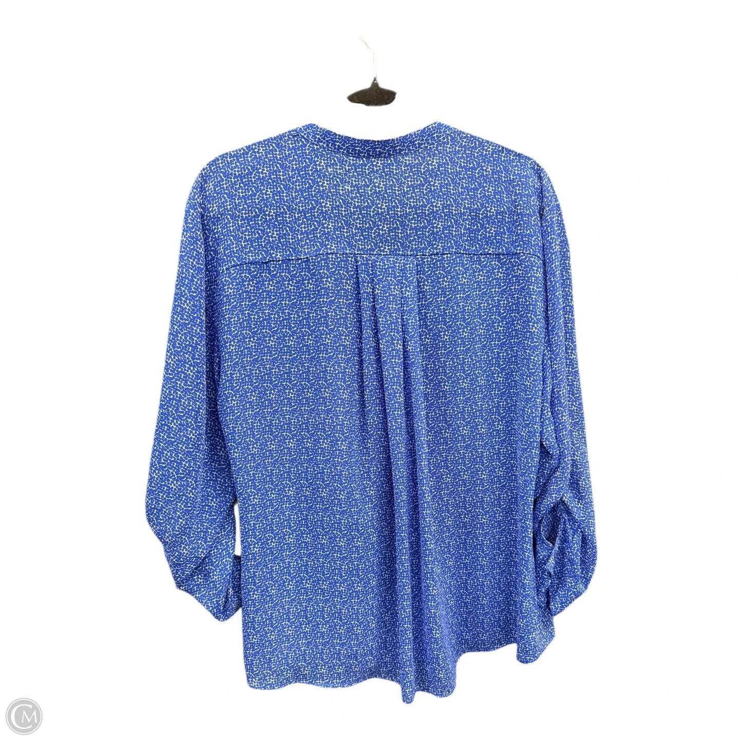 Blouse Long Sleeve By Ana In Blue & White, Size: 1x