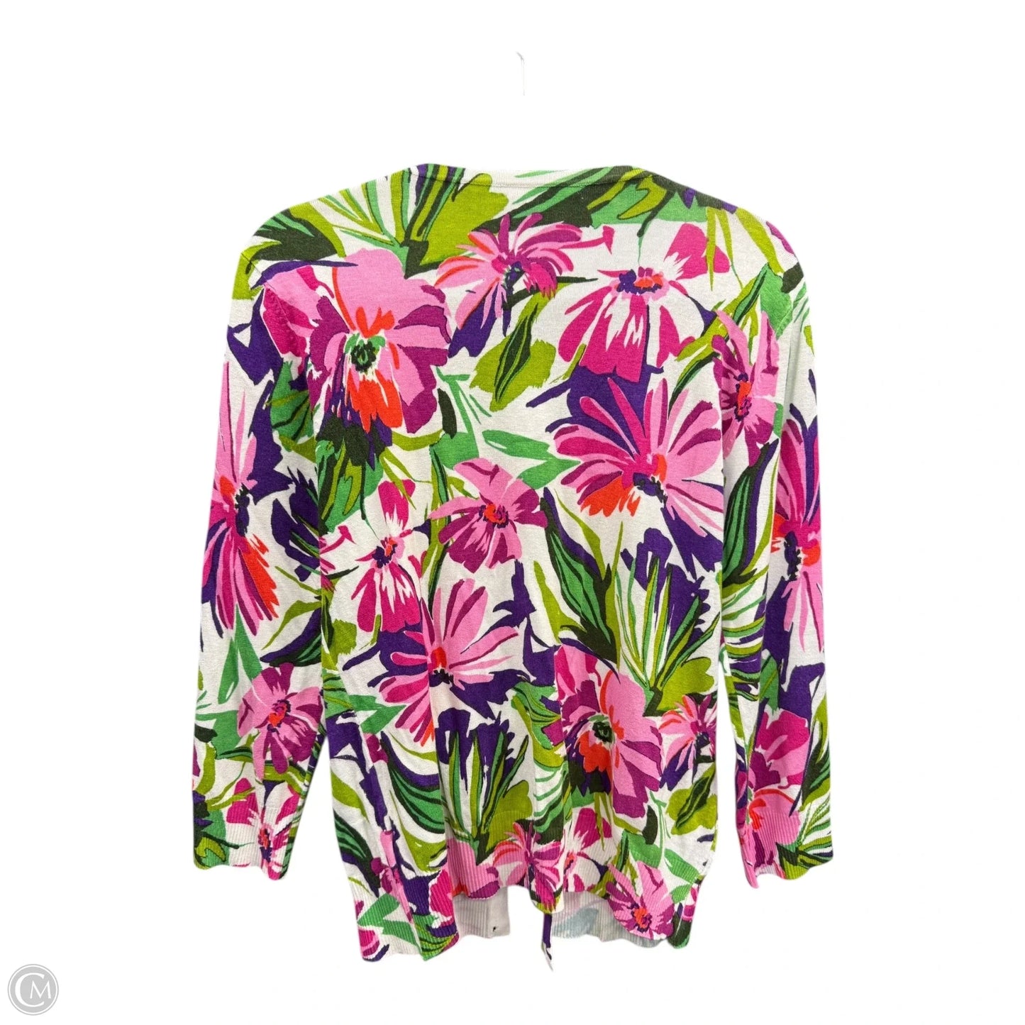 Sweater Cardigan By Cable And Gauge In Floral Print, Size: Xl