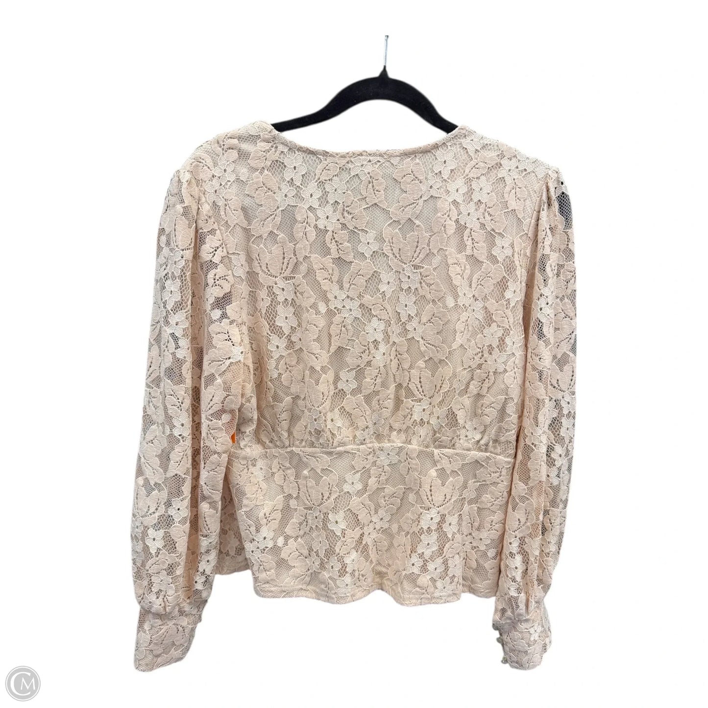 Blouse Long Sleeve By Ultra Pink In Tan, Size: L