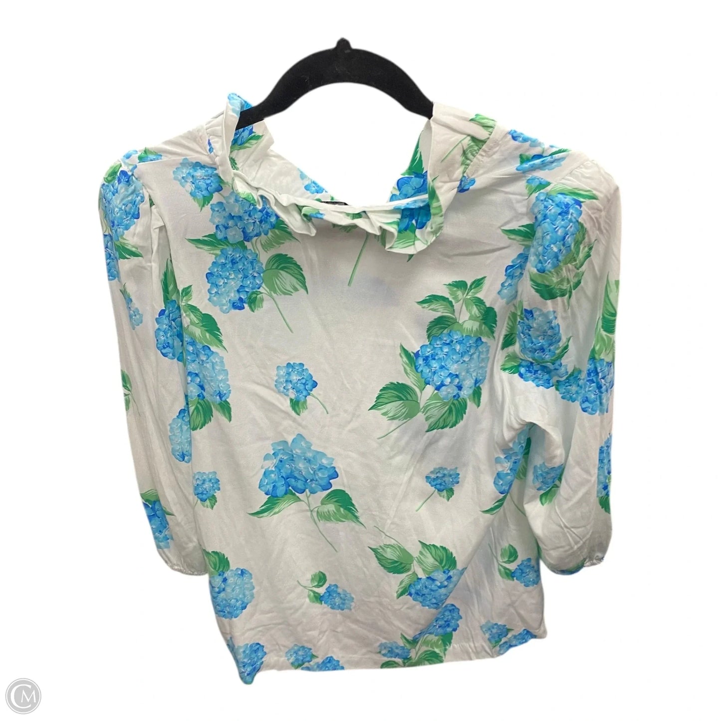 Blouse Long Sleeve By Crown And Ivy In Blue & White, Size: Sp