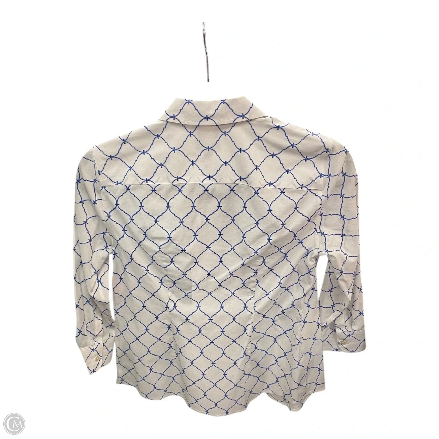 Blouse Long Sleeve By Talbots In Blue & White, Size: 2p