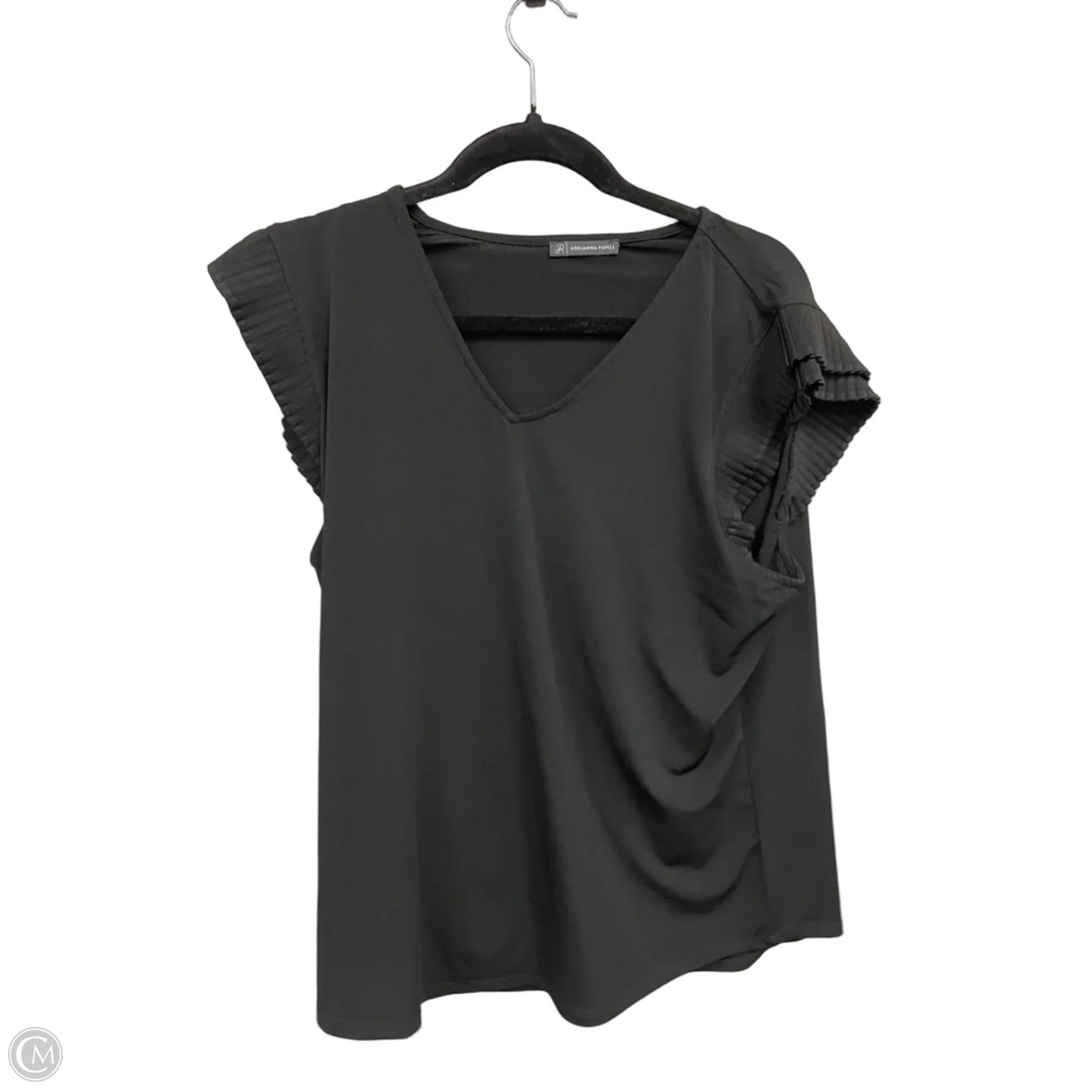 Top Short Sleeve By Adrianna Papell In Black, Size: Xl