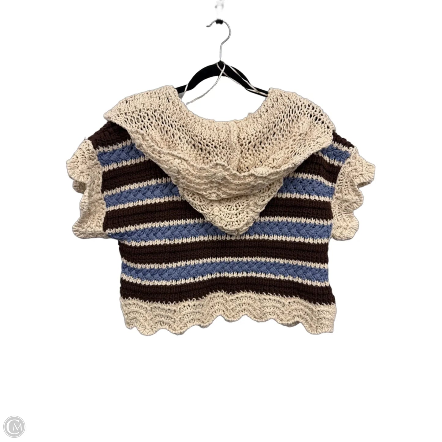 Sweater Short Sleeve By Zara In Blue & Brown, Size: M