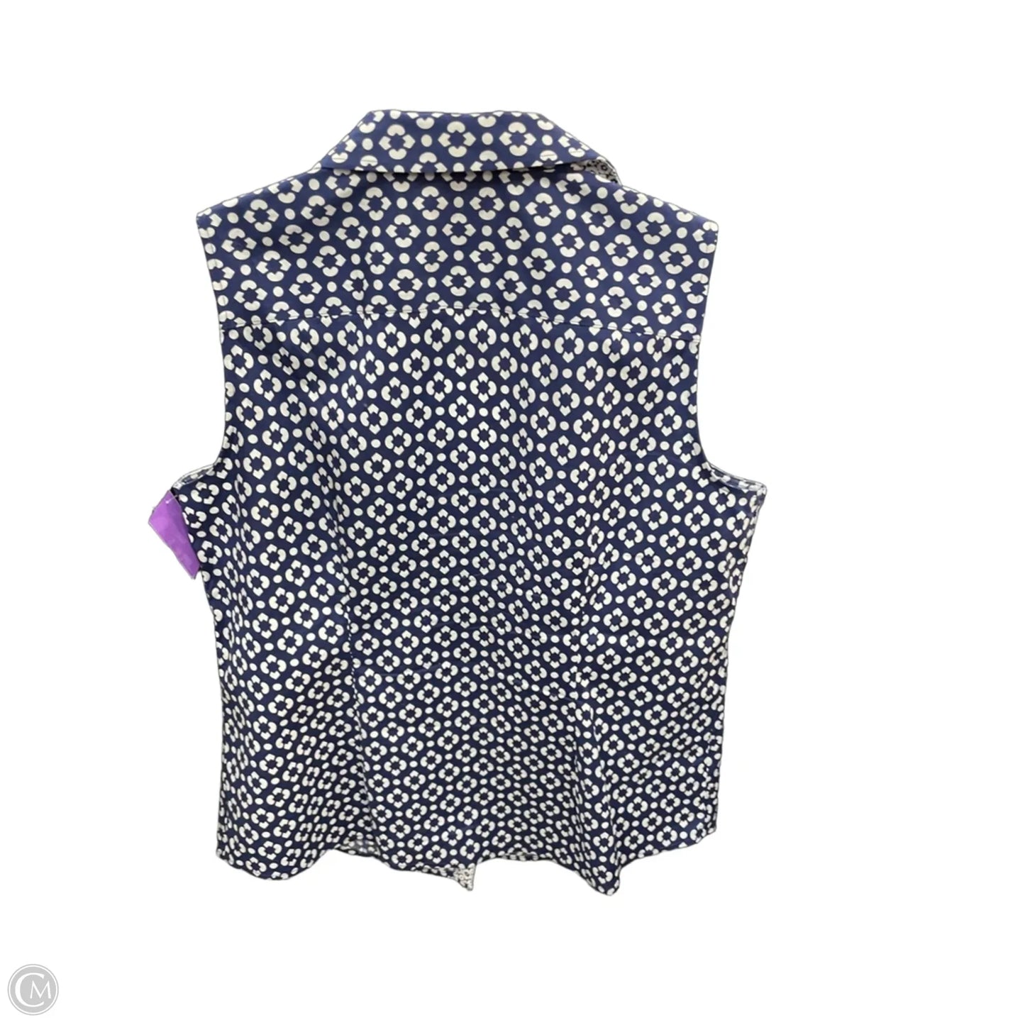 Blouse Sleeveless By Talbots In Blue & White, Size: 6p
