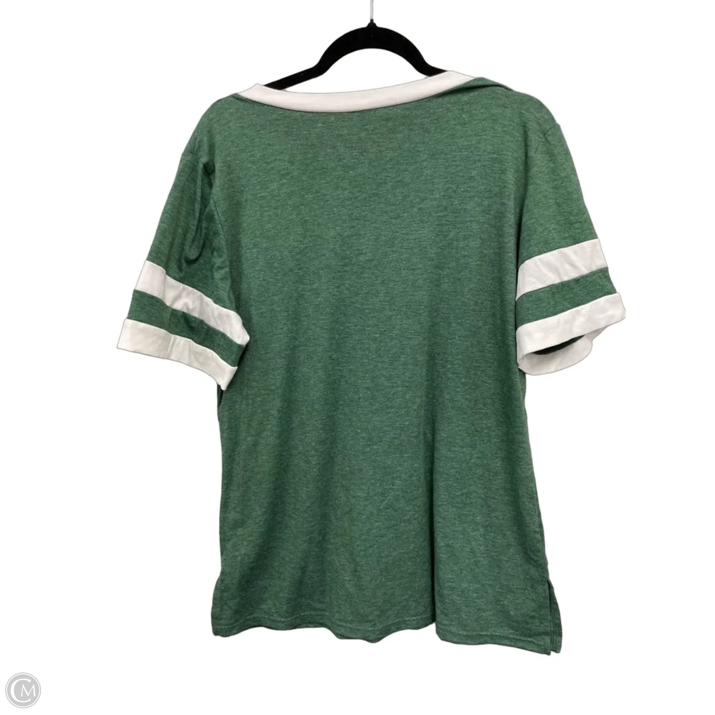 Top Short Sleeve Basic By Clothes Mentor In Green & White, Size: L