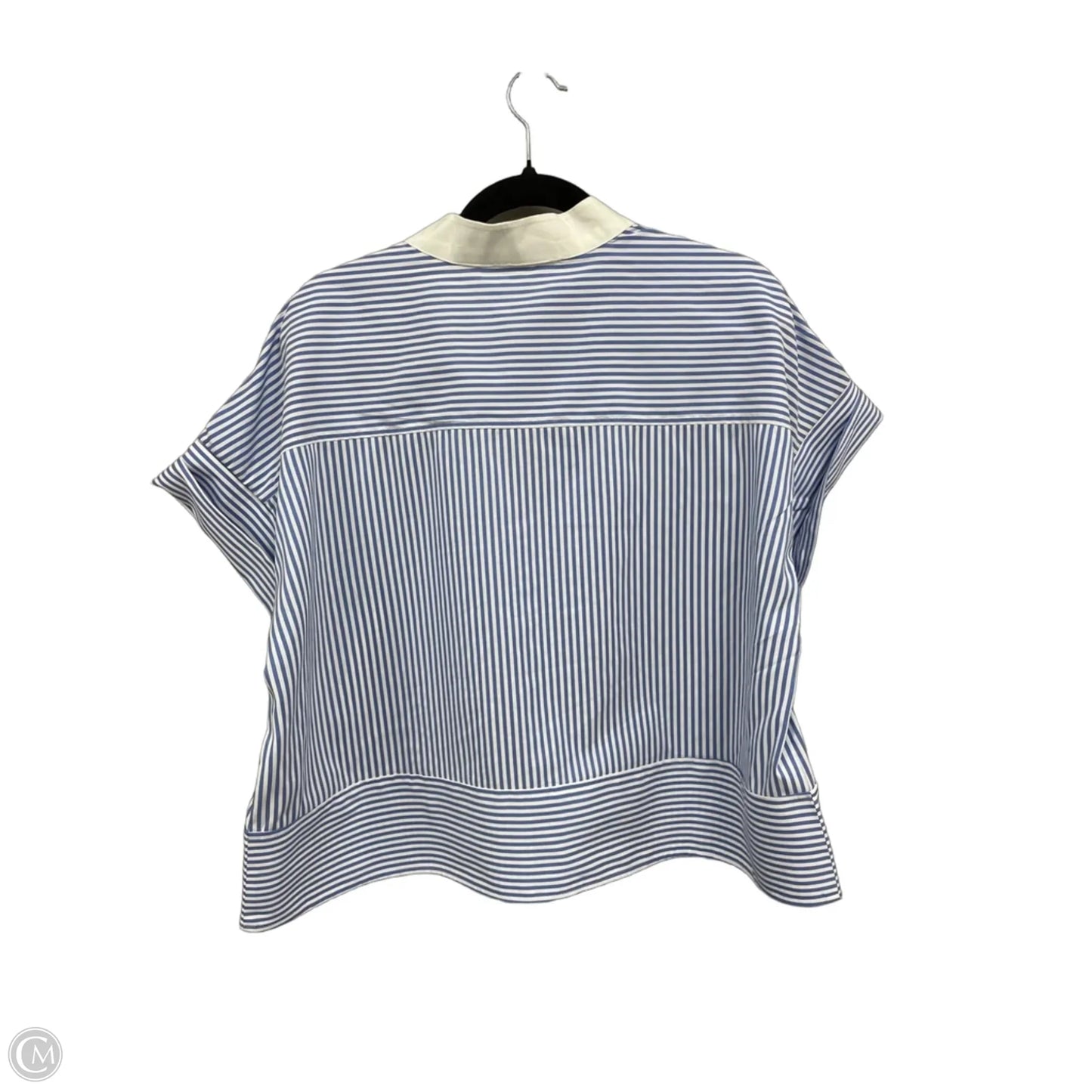 Blouse Short Sleeve By Tuckernuck In Blue & White, Size: L