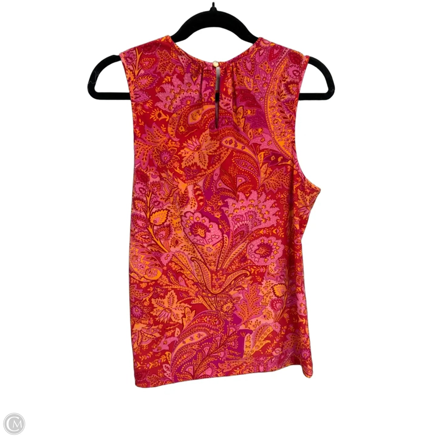 Top Sleeveless By Chaps In Orange & Pink, Size: L