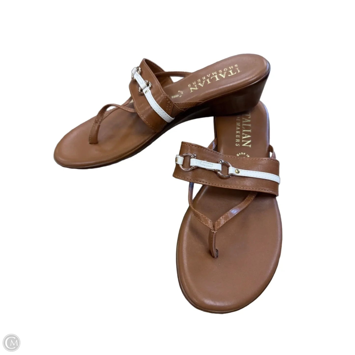 Sandals Heels Wedge By Italian Shoemakers In Brown, Size: 8