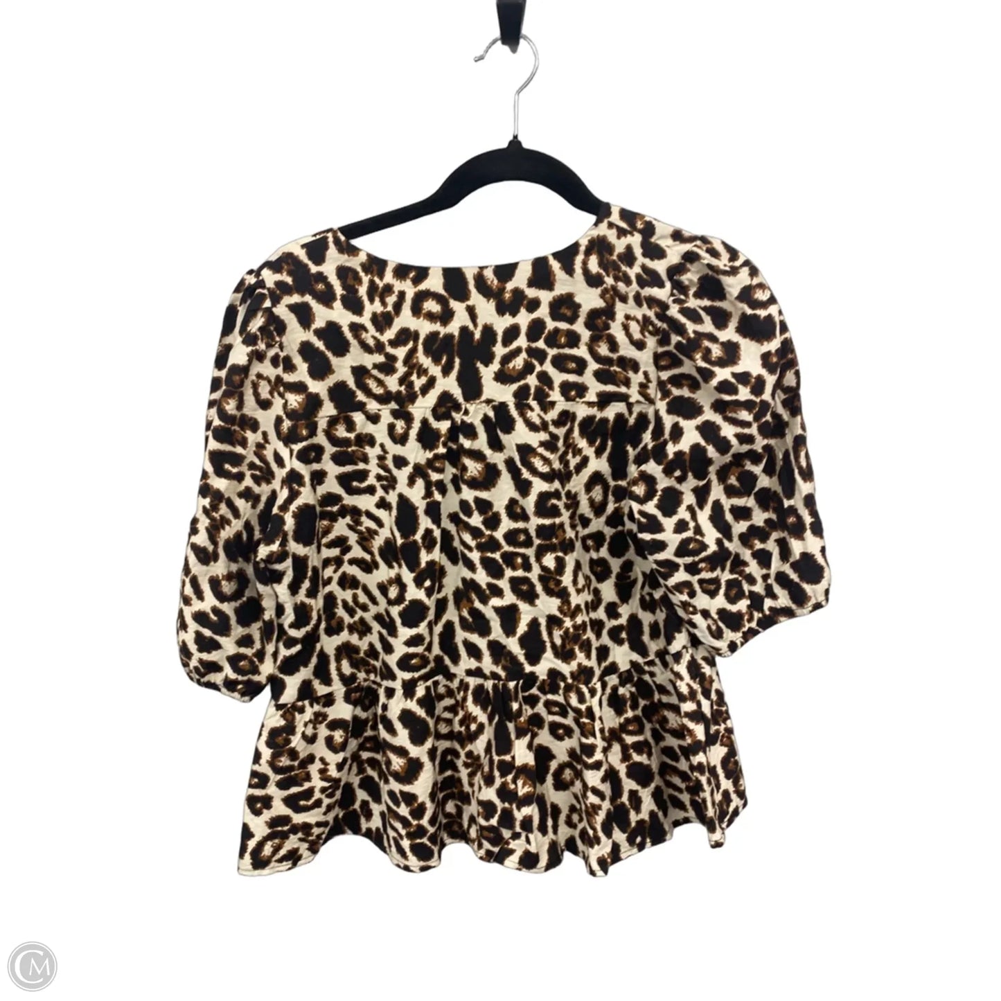 Blouse Short Sleeve By Monteau In Black & Brown, Size: L