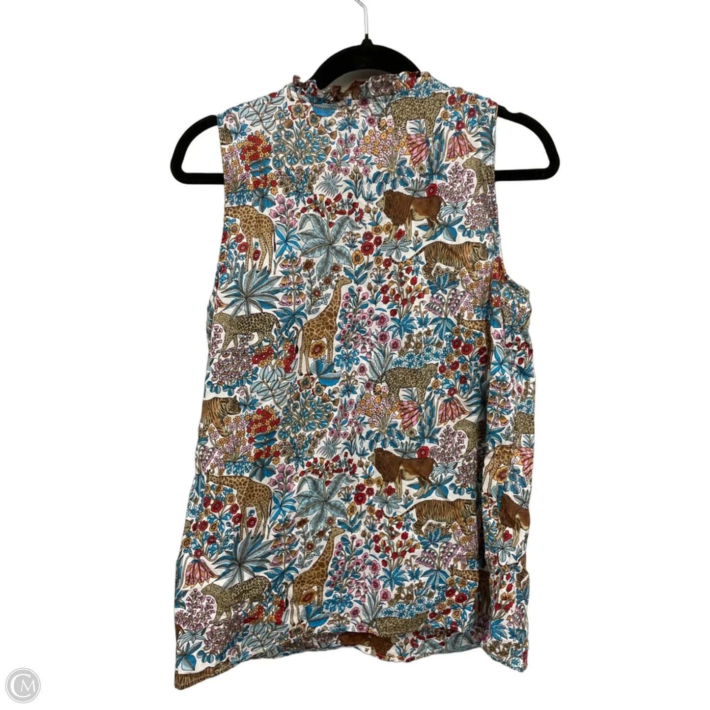 Blouse Short Sleeve By Talbots In Blue & Brown, Size: M