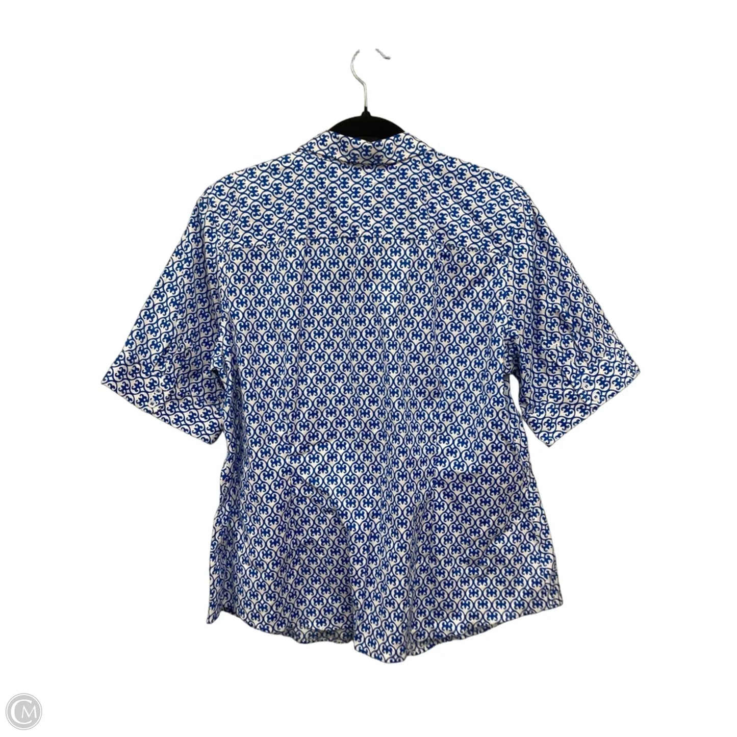 Blouse Short Sleeve By Talbots In Blue & White, Size: 16