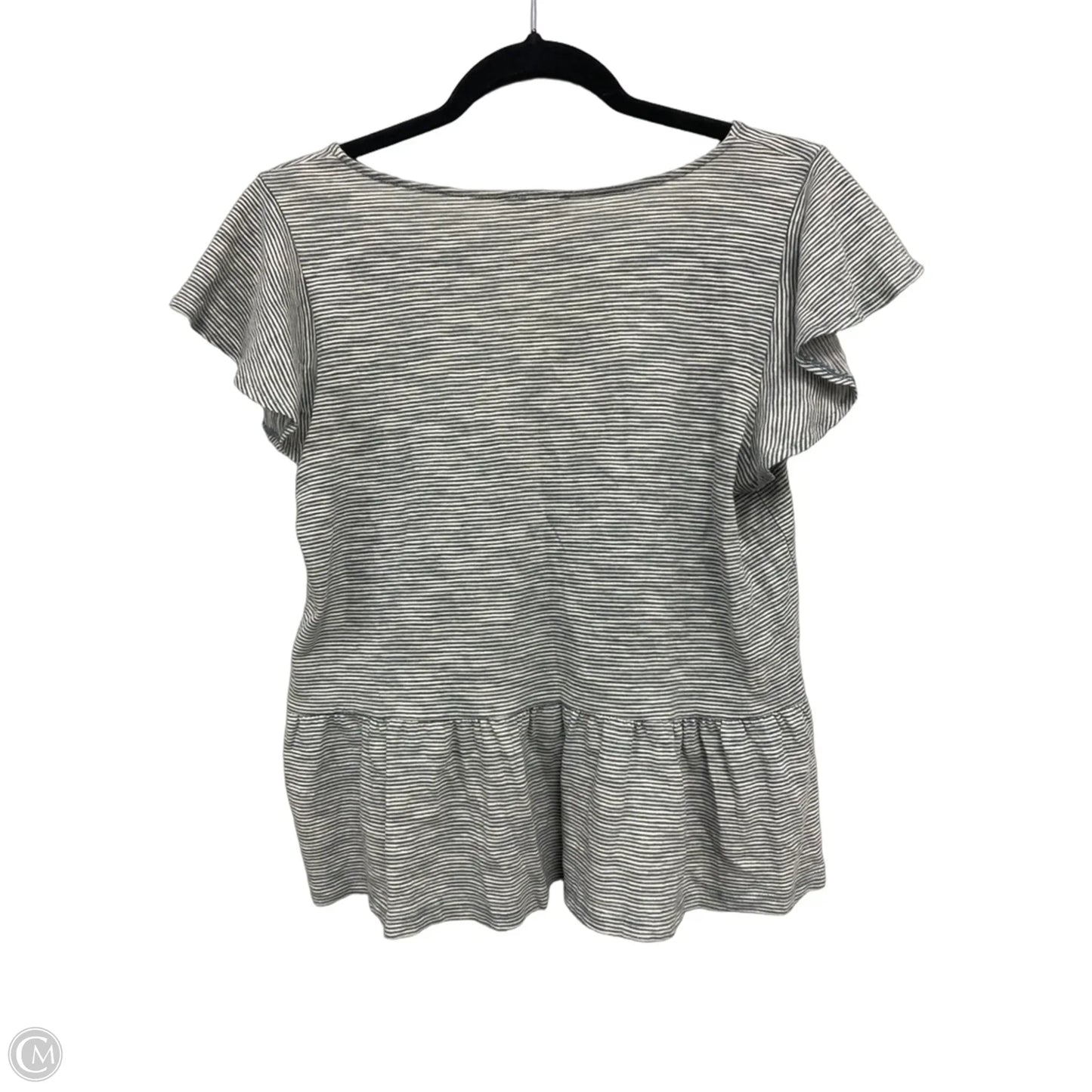 Top Short Sleeve By Loft In Green & White, Size: S