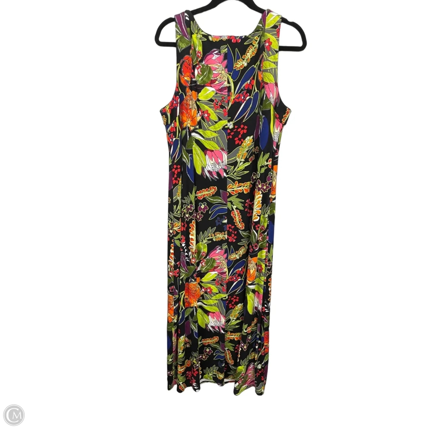 Dress Casual Maxi By Chicos In Black & Green, Size: Xl