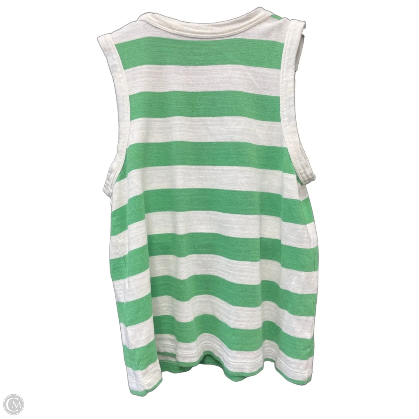 Top Sleeveless Basic By Loft In Green & White, Size: M