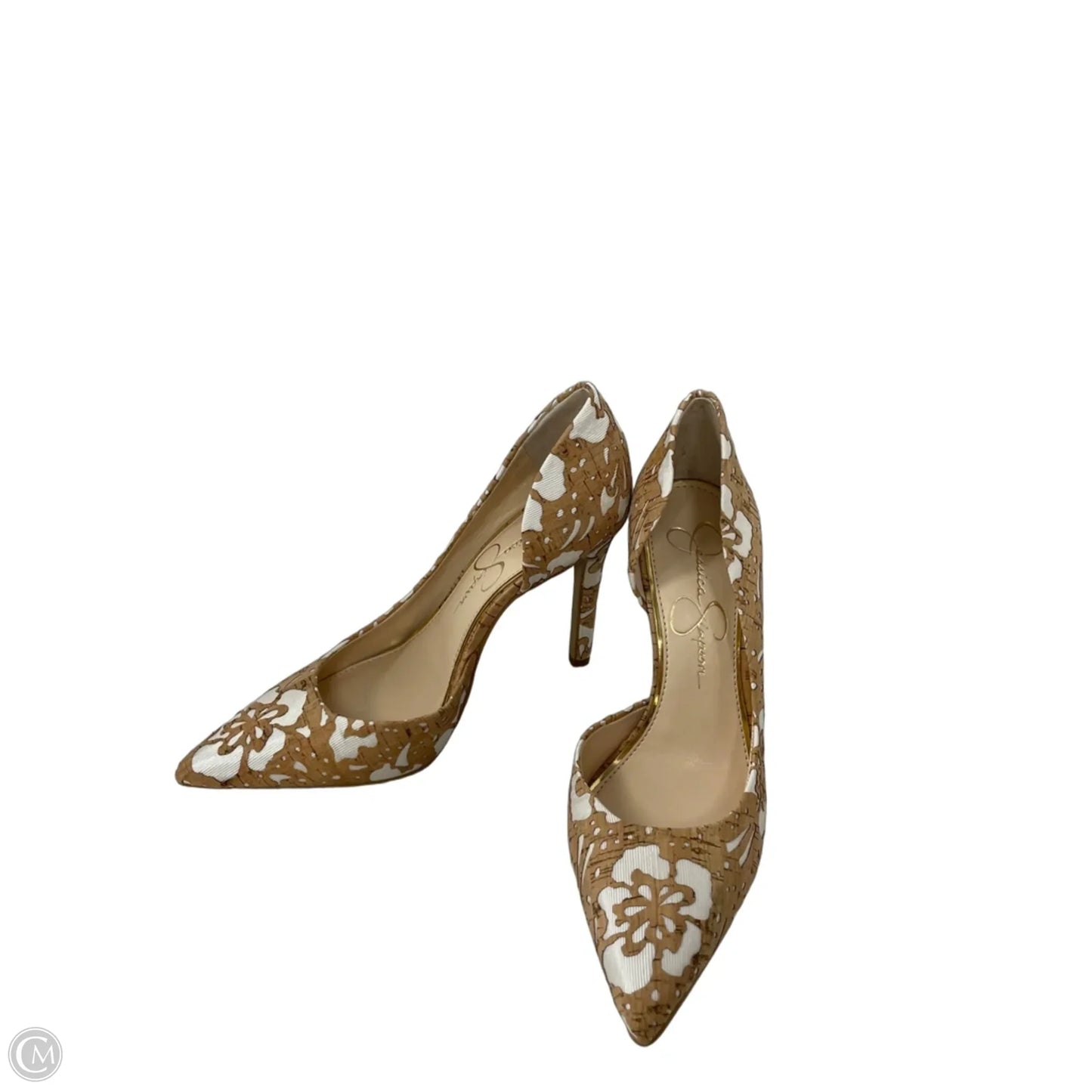 Shoes Heels Stiletto By Jessica Simpson In Tan & White, Size: 5.5