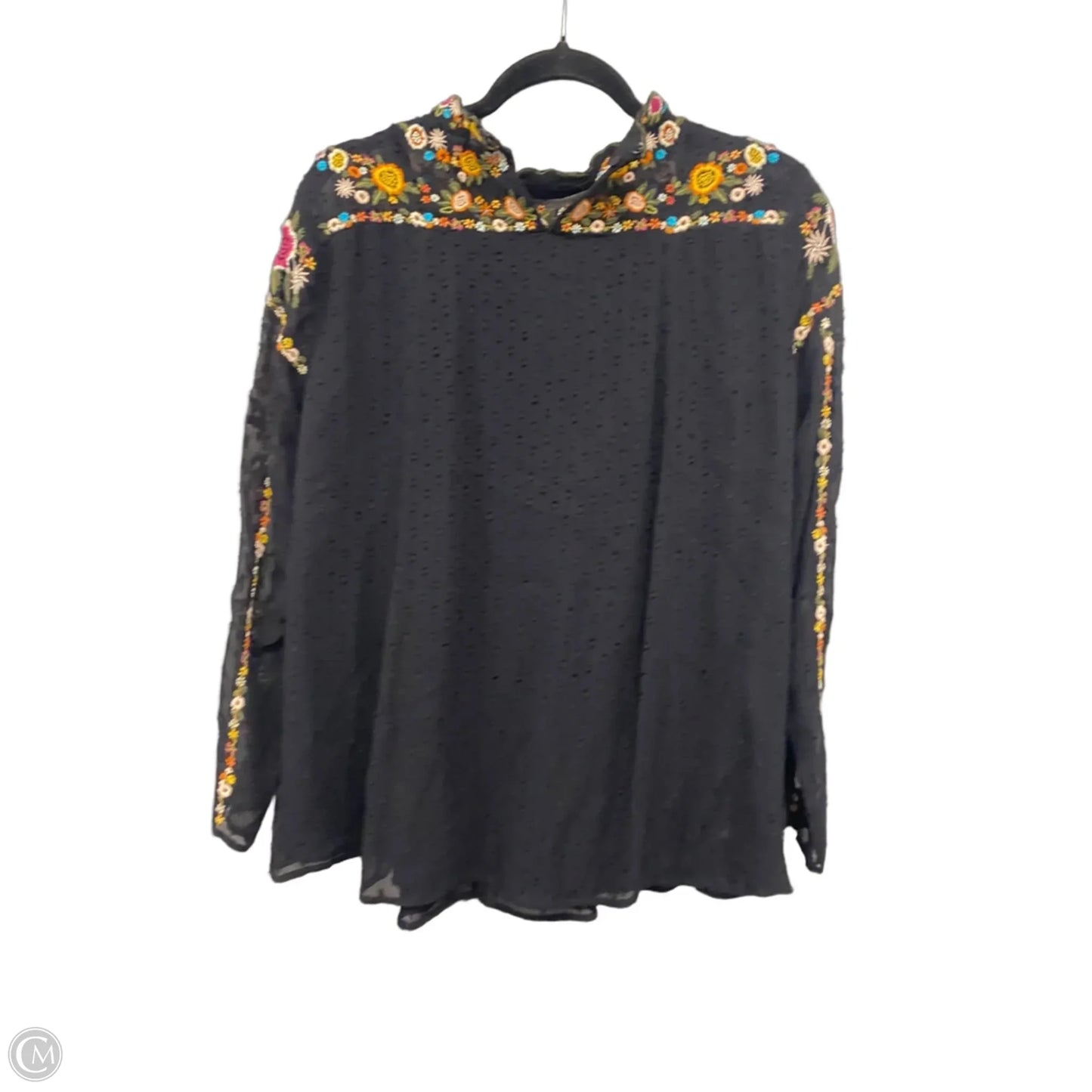 Blouse Long Sleeve By Zara Women In Black & Gold, Size: L