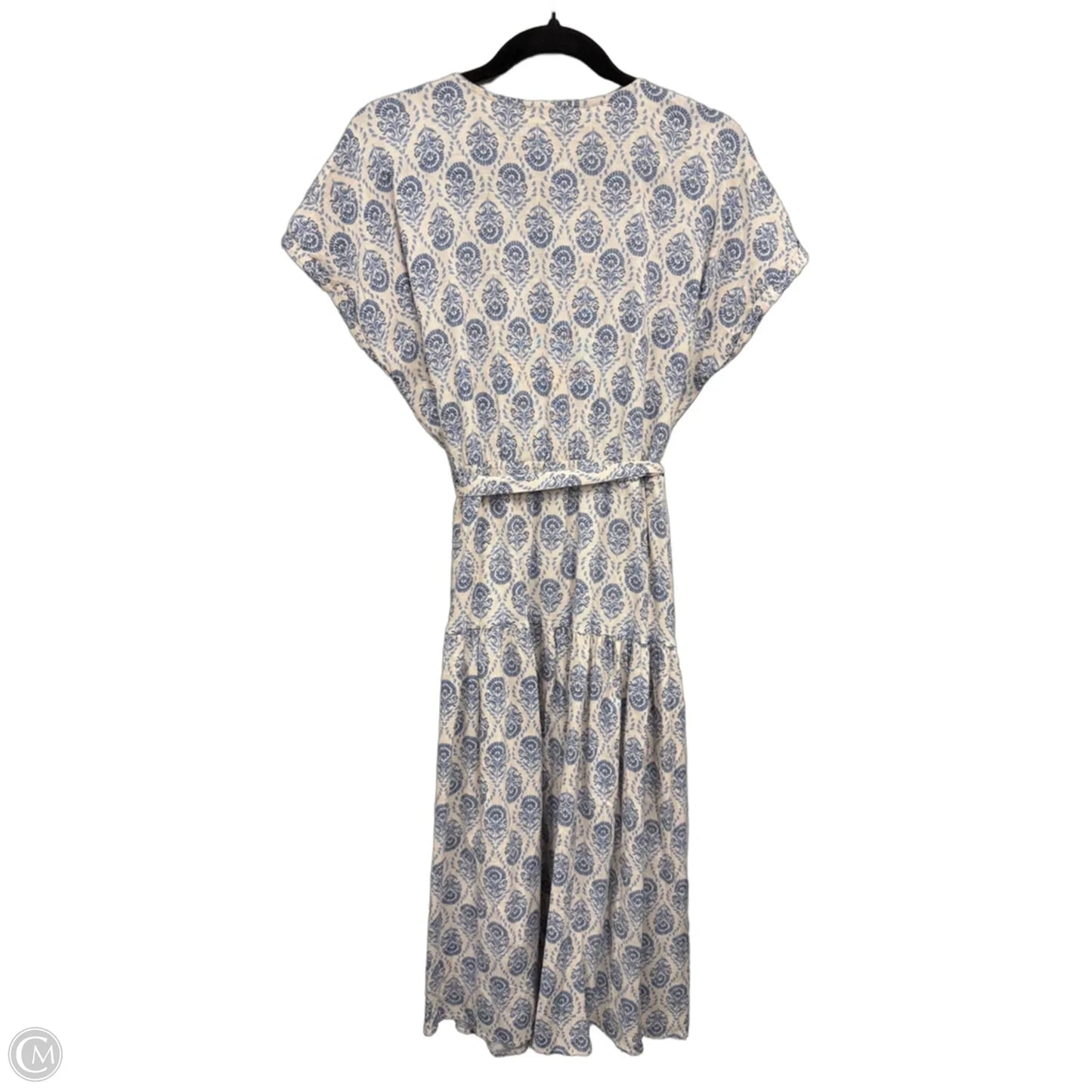 Dress Casual Midi By Lucky Brand In Blue & Cream, Size: L