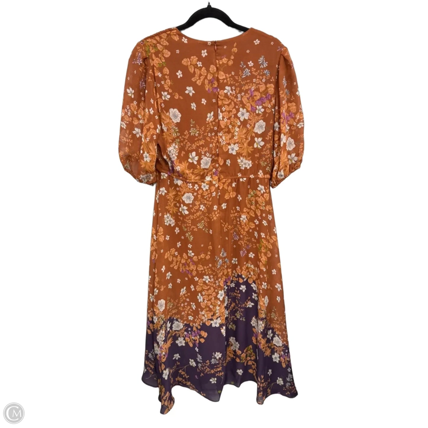 Dress Casual Midi By Clothes Mentor In Brown & Cream, Size: 12
