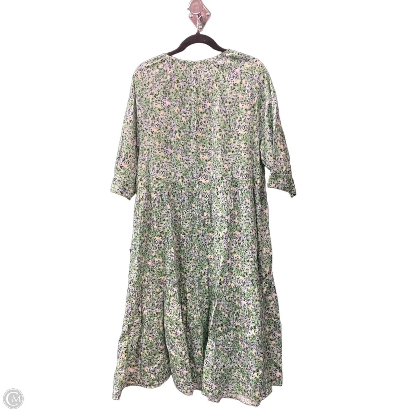 Dress Casual Maxi By Ellos In Green & Yellow, Size: 14