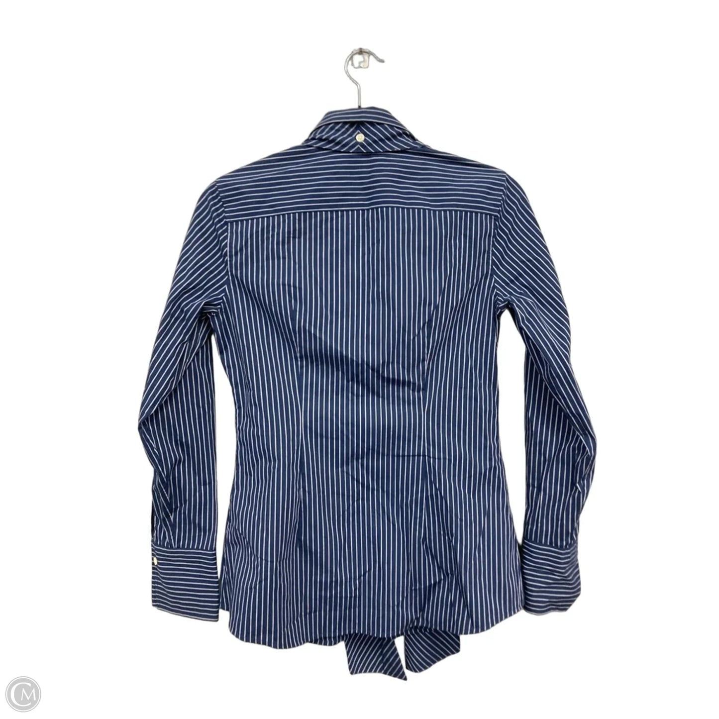 Blouse Long Sleeve By Banana Republic In Blue & White, Size: 2