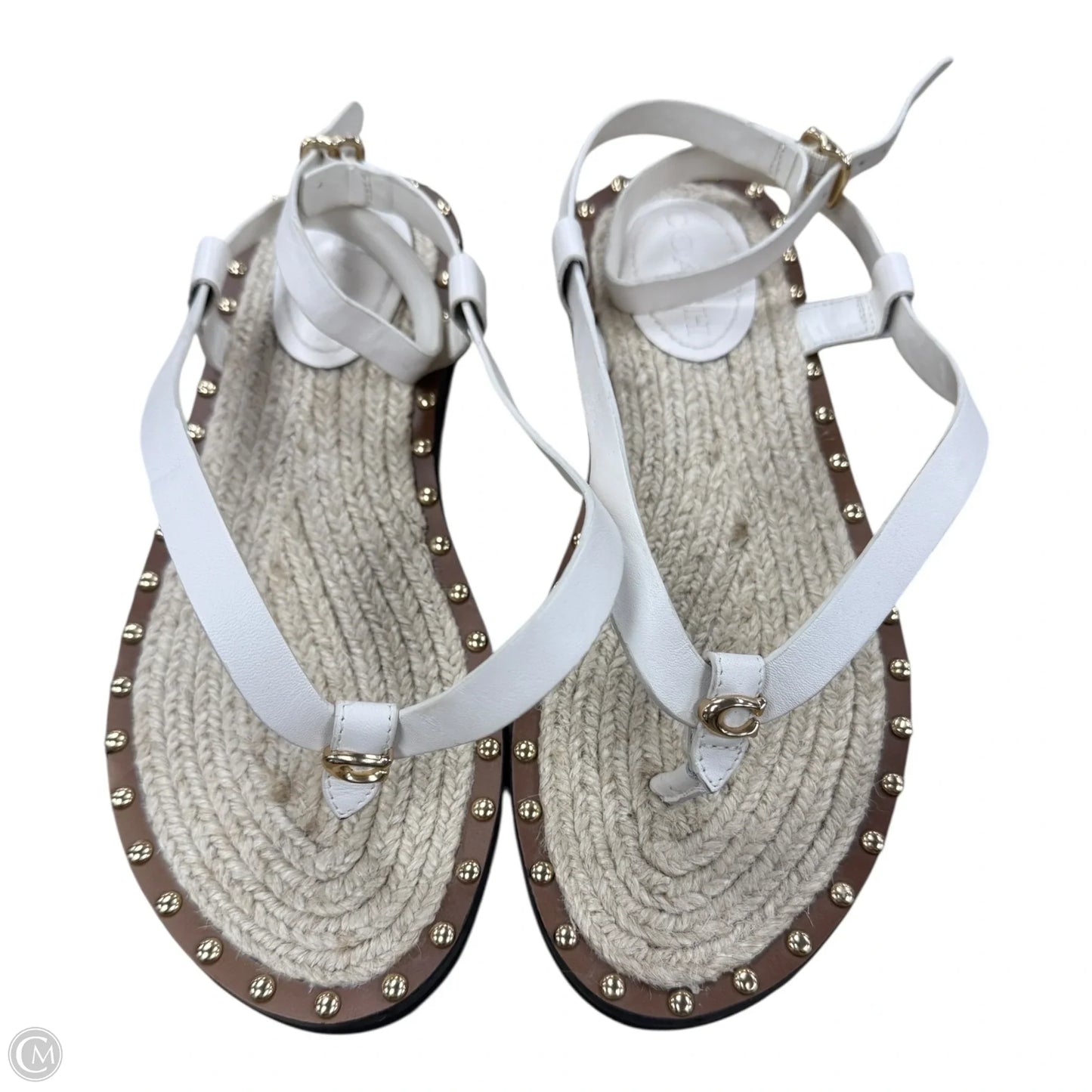 Sandals Designer By Coach In Gold & White, Size: 8